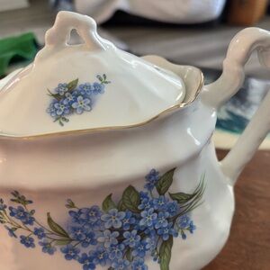 Floral Porcelain Teapot with Blue Flowers